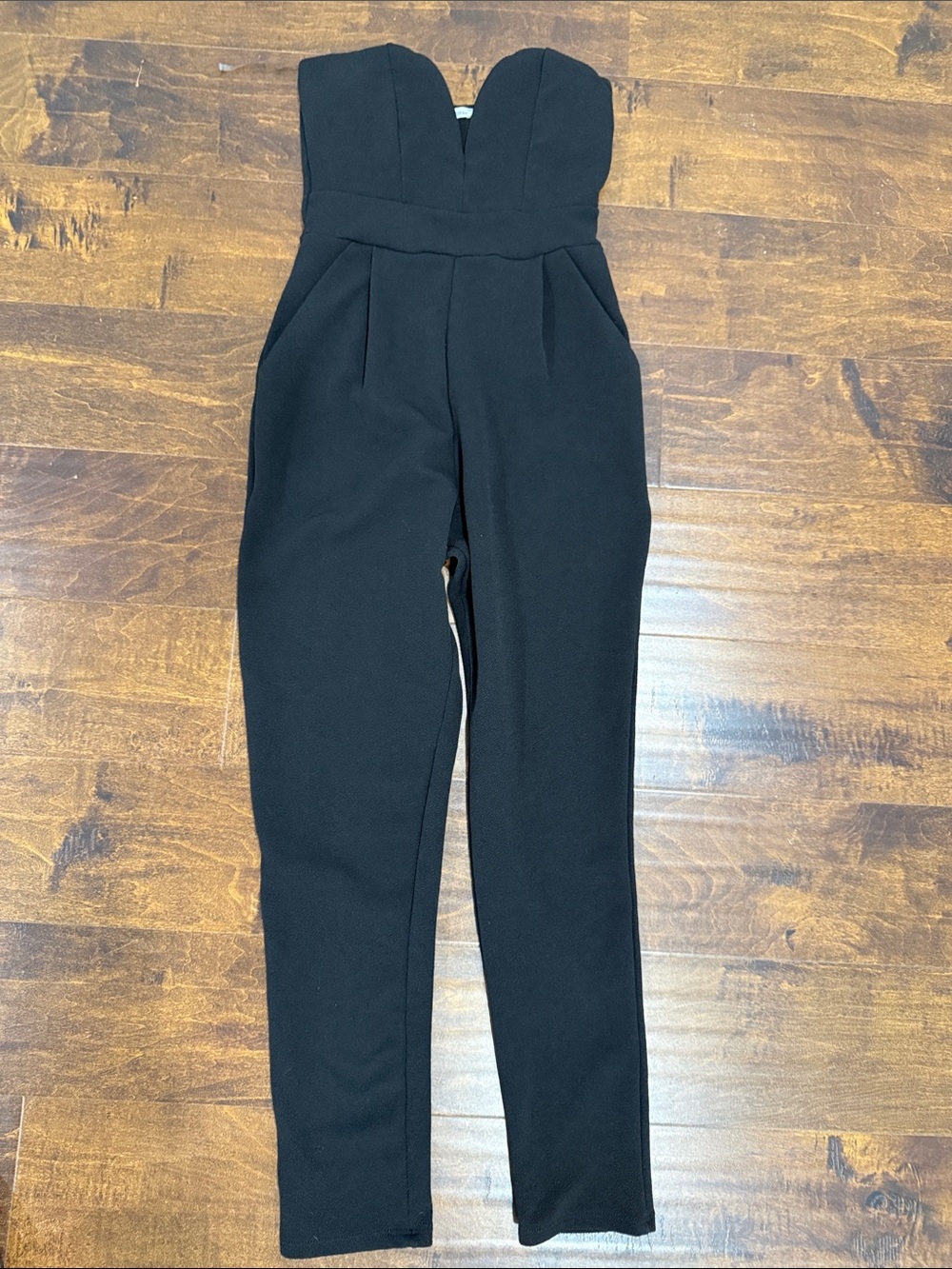 Charlotte Russe Black Strapless Sweetheart Jumpsuit